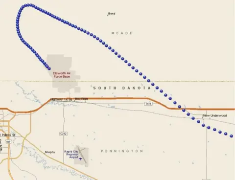 NTSB map of the flight path