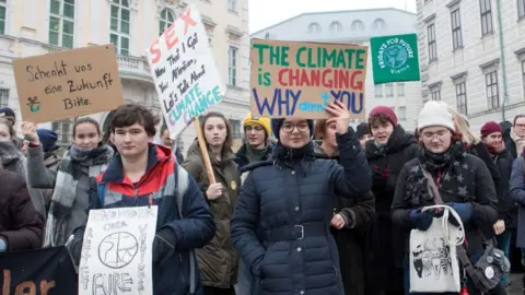 Getty Images Climate protesters in Vienna, January 2020