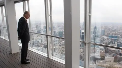 Getty Images Prince Philip during visit to the Shard (2013)