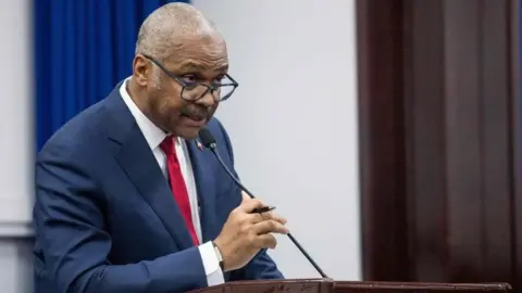 AFP Haitian Prime Minister Jack Guy Lafontant during his speech to the deputies in Port au Prince, Haiti, July 14, 2018.