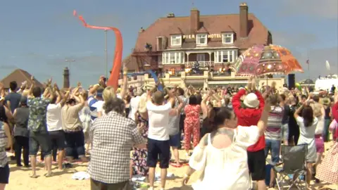 Crowd at Gorleston beach