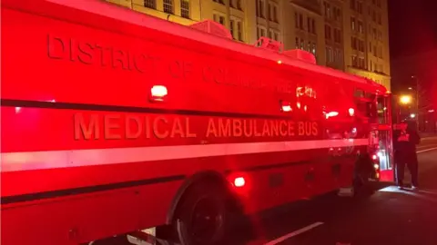 District of Columbia Fire & EMS Ambulance crew at Harrington Hotel in Washington