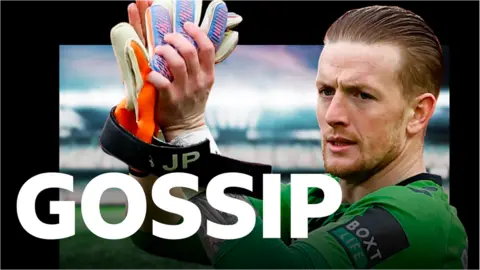 Graphic featuring Jordan Pickford and the BBC Sport Gossip logo