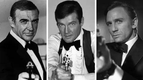 Getty Images/Shutterstock/MGM/Columbia Pictures Left-right: Sean Connery, Roger Moore and Daniel Craig