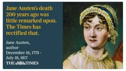 Twitter The Times tweeted their obituary of Jane Austen