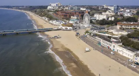 Chris Gorman / Big Ladder An aerial view of an empty Bournemouth beach