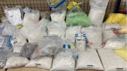 Northumbria Police Bags of recovered drugs