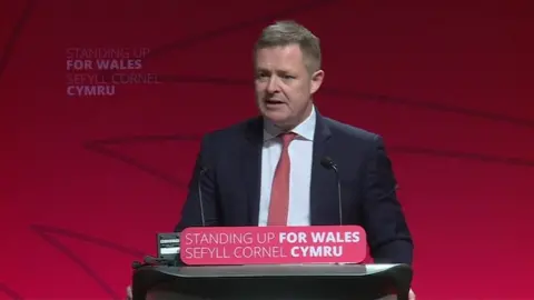 BBC Jeremy Miles addresses Welsh Labour Spring conference in Llandudno, Conwy