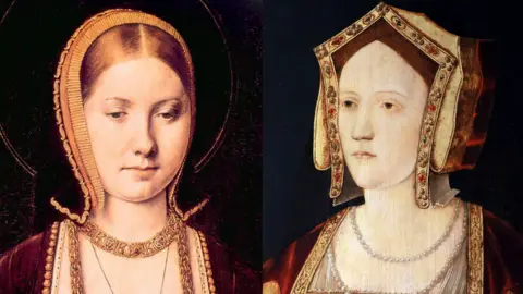 Peterborough Cathedral Two head and shoulders painting of the queen