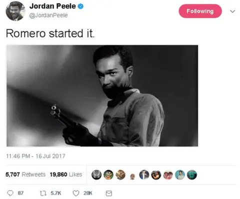 TWITTER/JORDANPEELE Tweet reads: Romero started it