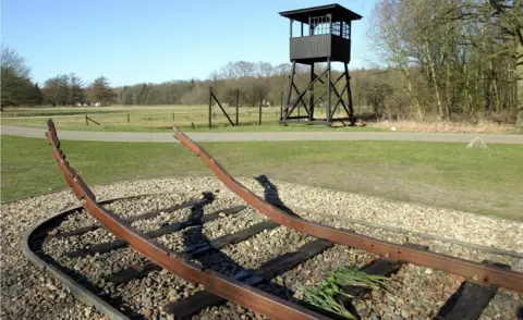 Getty Images A monument placed in May 1970 at the Dutch World War II transit camp in Westerbork