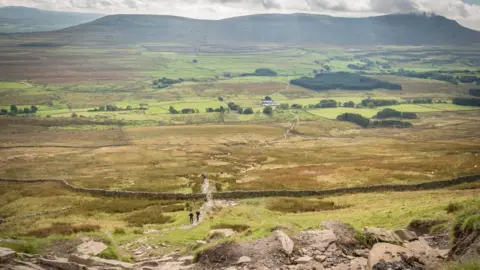 Yorkshire Dales National Park Walkers on Three Peaks route