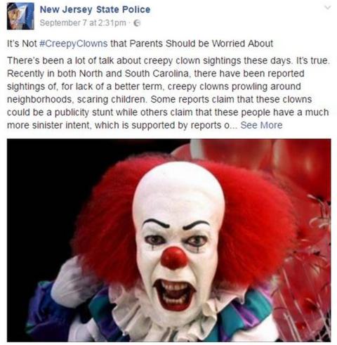 Creepy nocturnal clown sightings leave US police baffled - BBC News