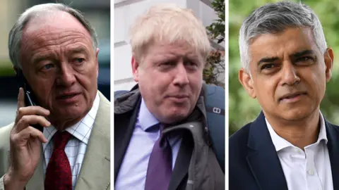 BBC Composite image of Ken Livingstone, Boris Johnson and Sadiq Khan