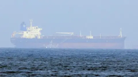 Mercer Street, an Israeli-managed oil tanker, seen off Fajairah Port
