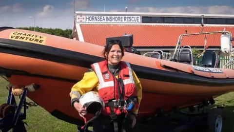 Hornsea Inshore Rescue Sue Hickson-Marsay pictured with the charity's first boat