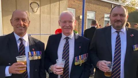 BBC REME veterans "Stan, Taff and Neil" outside the Royal British Legion, Tidworth