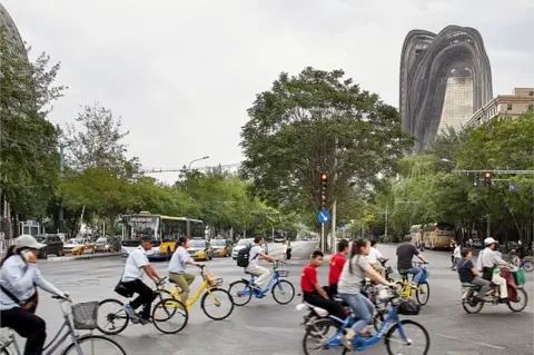 Getty Images Street view of Beijing with view of Chaoyang Park Plaza. Chaoyang Park Plaza, Beijing, China