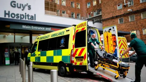 Getty Images Ambulance arriving at Guy's Hospital, London