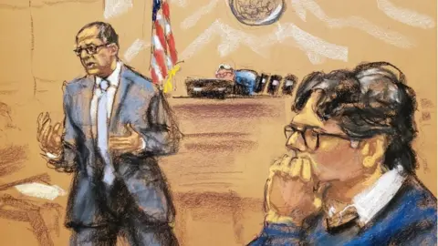 Reuters Keith Raniere (right) in court during closing arguments
