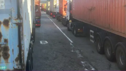 BBC Queues at Felixstowe port