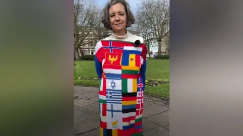 Nina Dodd wearing her Eurovision dress