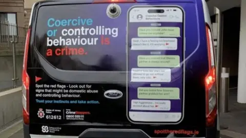 Jersey Police A Jersey police van displaying the messages