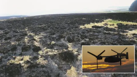 Wales News Service / Getty Scorched grassland/Osprey helicopter