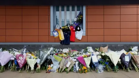 PA Media Tributes left outside Croydon Police Station