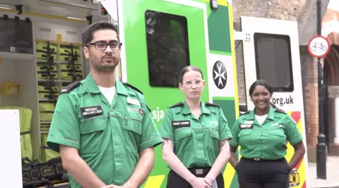 Zain, Lucy and Myurri, St John Ambulance volunteers