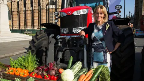 Getty Images Minette Batters standing in front of a tractor in Westminster