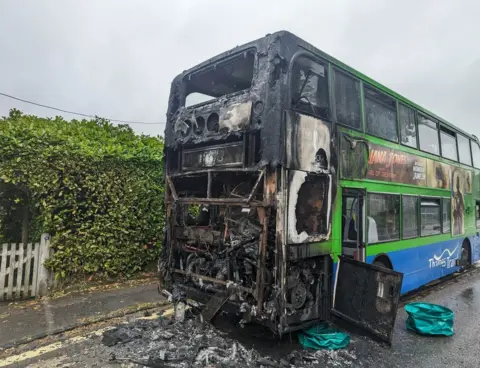 Oxfordshire Fire and Rescue Service Burnt out bus