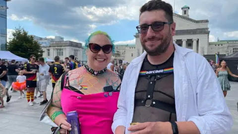 Empics Kirk and Dawn Shepherd, who have travelled from Somerset, say Southampton Pride is "awesome"