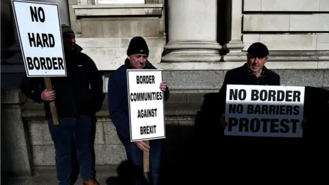 Reuters Protesters against a hard border between Ireland and Northern Ireland