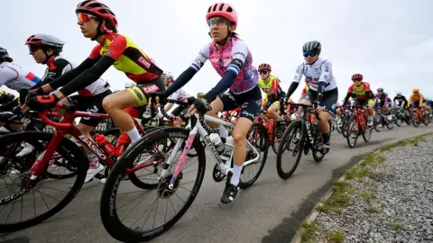 Getty Images Female cyclists racing in the Women's Tour 2022