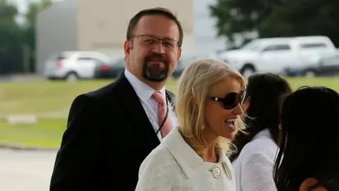 Reuters White House adviser Sebastian Gorka (L)at Andrews air force base, Maryland, 25 July