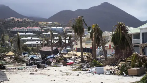 AFP/Getty A photo taken on September 7, 2017 shows damage in Orient Bay on the French Caribbean island of Saint-Martin, after the passage of Hurricane Irma.