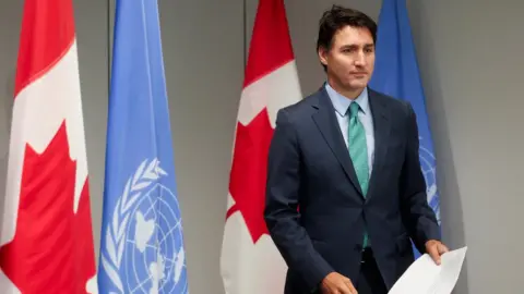 Reuters Trudeau speaks at a press conference during UNGA