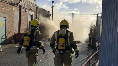 Hereford Fire and Rescue Service Firefighters at the scene