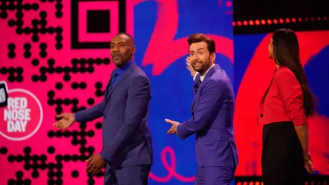 Comic Relief Sir Lenny, David Tennant and Alesha Dixon in 2022