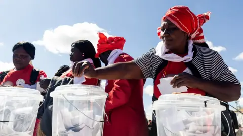 Getty Images Women cast their ballots - Sunday 26 May 2019