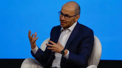 Reuters Google DeepMind boss Demis Hassabis speaks at the Mobile World Congress in Barcelona, Spain