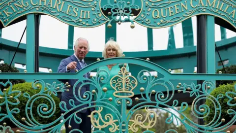 Reuters King Charles and Queen Camilla visit to a newly-created Coronation Garden in Newtownabbey,