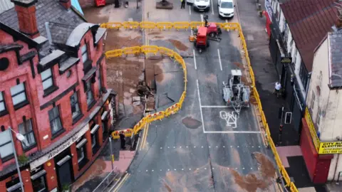 PA Media drone shot of the sinkhole