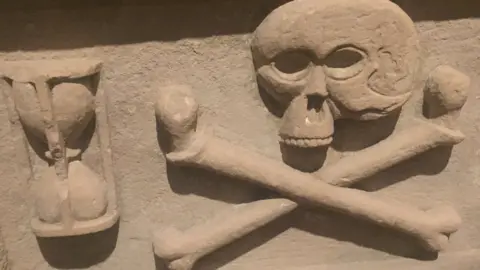 Skull and hourglass on a memorial