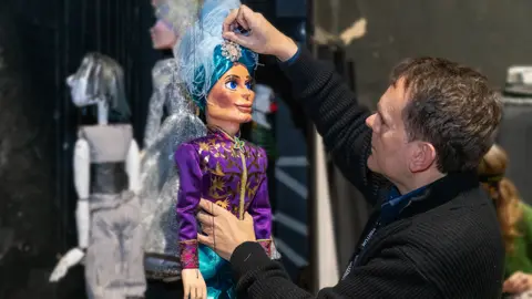 Norwich Puppet Theatre Cinderella producer Mark Mander with the prince