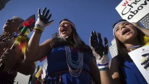 Reuters Ecuadoreans protest against Chevron in New York, Oct 13