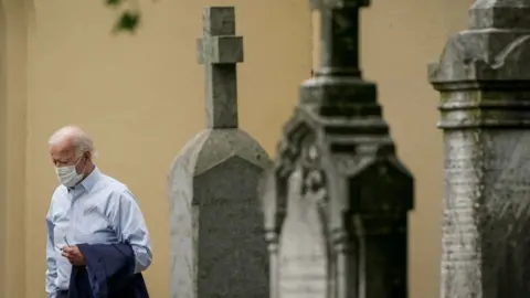 Getty Images Then Democratic presidential nominee Joe Biden departs church after attending Sunday service Wilmington, Delaware.