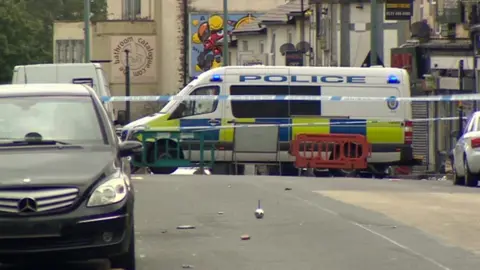 BBC Police cordon on Dudley Road, Birmingham