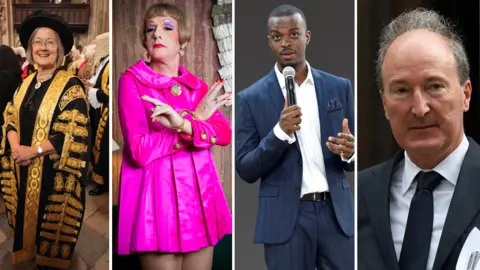 Getty Images (L-R) Baroness Hale of Richmond, Grayson Perry, George the Poet and Charles Moore